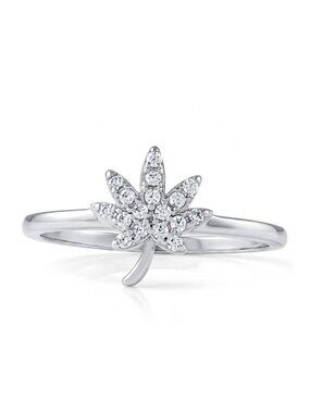 Hemp Leaf ring, 925 Sterling Silver Charmed Aroma Hemp Collection 420